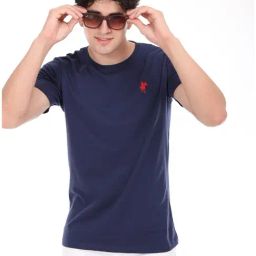 Masculino Latino Navy Cotton Regular Fit T-Shirt-picture-25