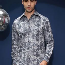 Campus Sutra Blue Viscose Regular Fit Printed Shirt-image-20