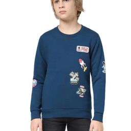 Jack & Jones Junior Blue Printed Full Sleeves Sweatshirt-image-65
