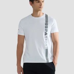 USPA Active White Slim Fit Logo Printed Sports T-Shirt-image-8