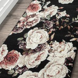 Obsessions White & Black Polypropylene Floral Bedside Runner-image-37