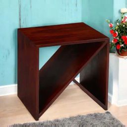 Ikiriya Noah Brown Sheesham Wood Contemporary Corner Table in Honey Finish-image-25