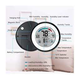 Multifunctional Digital Thermometer, Hygrometer, Temperature Humidity Meter, Max/Min Value Trend Display ℃/℉ - RS2385Multifunctional Digital Thermometer, Hygrometer, Temperature Humidity Meter, Max/Min Value Trend Display ℃/℉ - RS2385 image 4