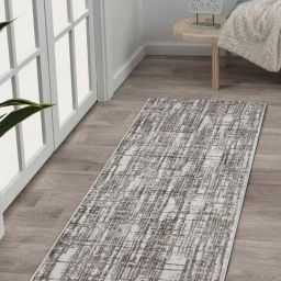 Obsessions White & Brown Polyester Abstract Bedside Runner-image-38