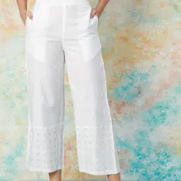 Melange by Lifestyle White Solid Pants-picture-41