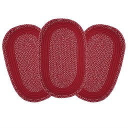 Kuber Industries Red & White 3 Pieces Cotton Non Slip Door Mat-96