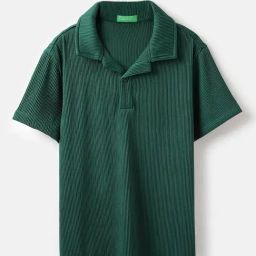 United Colors of Benetton Girls Green Textured T-Shirt-image-98