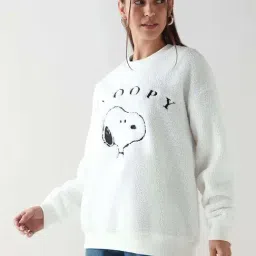 Bewakoof Bright White Loose Fit Printed Sweatshirt-picture-45