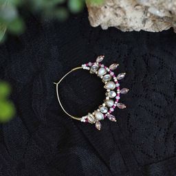 BeAbhika Gold-Plated Kundan Studded & Beaded Nose Ring-image-31