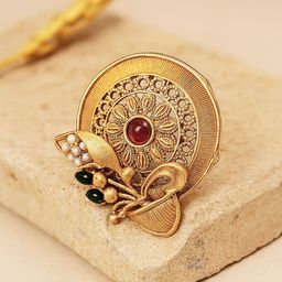 KARATCART Gold-Plated Stone-Studded Floral Design Finger Ring-picture-31