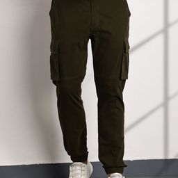 Thomas Scott Men Smart Slim Fit Easy Wash Cargos Trousers-image-98