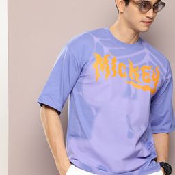 Kook N Keech Disney Pure Cotton Mickey Mouse Typography Drop-Shoulder Oversized T-shirt-image-87