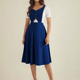 WineRed Women V-Neck Cut-Outs Fit & Flare Pinafore Dress-picture-31