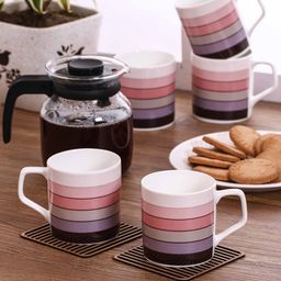 CLAY CRAFT Set of 6 Multicoloured Printed Tea Cup Set-24