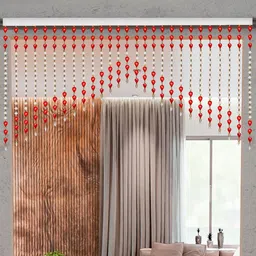Kuber Industries White & Red Beads Bandarwal Toran-1