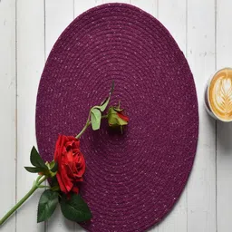 Aura 6-Pcs Purple Spiral Round Cotton Table Placemats-9