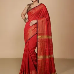 BENGAL HANDLOOM Striped Woven Design Zari Saree-image-32