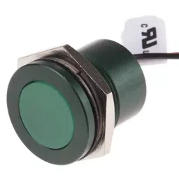 RS PRO Green Panel Mount Indicator 220V AC, Mounting Hole Size 22 mm, Termination Type Lead Wires, IP Rating IP67, Model No 8987740-24