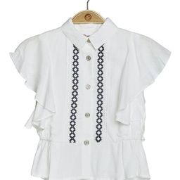 Peppermint Girls Geometric Embroidered Flutter Sleeves Shirt Style Top-picture-13