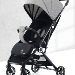 R for  Rabbit Pocket Air Stroller - Grey & Black-9