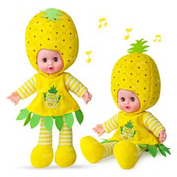 Fiddlerz Fruit Doll Plush Toy for Kids Musical Rhymes Singing Baby Doll Touch Sensors Soft and Cute Fruits Dolls Toy - Yellow-17