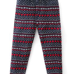 Babyhug Fleece Full Length Pants With Heart Print - Navy Blue-image-73