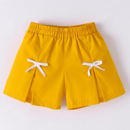 Kookie Kids 100% Cotton Shorts With Bow Applique Solid Colour - Yellow-image-70