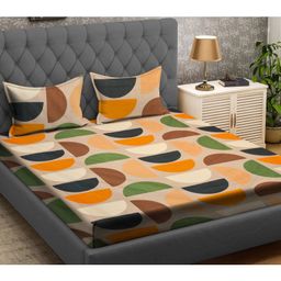 RRC Super Soft Brushed Microfiber Cotton  Double  Bed sheet With 2 Pillow Cover - Orange-picture-16