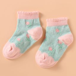 Mustang Cotton Knit Ankle Length Socks with Floral Design - Light Blue-image-104