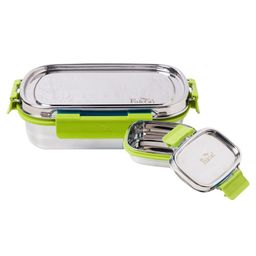 PddFalcon Lunch Mate Stainless Steel Lunch Box with 1 Small Stainless Steel Lid Container, Food Grade BPA Free, Containers with Air Tight and Leak Proof Lids, Clip Lock, Compact Sleek Tiffin Box - 930ml Green-picture-1
