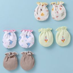 Ben Benny 100% Cotton Knit Mittens with Rocket & Dolphin Print Pack of 4 - Multicolor-picture-10