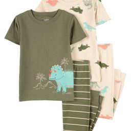 Carter's Knit Half Sleeves Co-ords Night Suits With Dino Print Pack of 2 - Olive Green & Peach-picture-25
