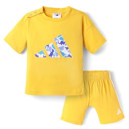 ADIDAS KIDS Cotton Knit Dino Printed T-Shirt & Bottomwear - Yellow-25