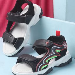 Cute Walk by Babyhug Velcro Closure Sandals with Fashion Text Print - Black-image-16