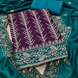 Mitera Embroidered Art Silk Unstitched Dress Material-image-37