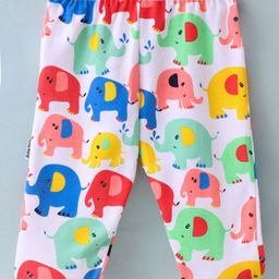 Child World Interlock Bootie Legging With Elephant Print - White & Red image 2