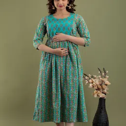 Nevisha Style Women Floral Printed Thread Work Floral Maternity Anarkali Kurta-image-46