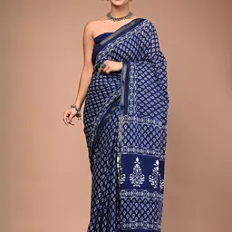 Lovwear Blue Pure Cotton Sarees-picture-36