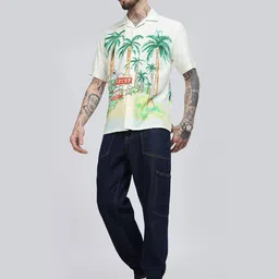 Eszett Graphic Printed Short Sleeves Pure Cotton Shirt-image-87