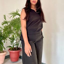 Noor by Hansa V Neck Top With Trousers-image-57