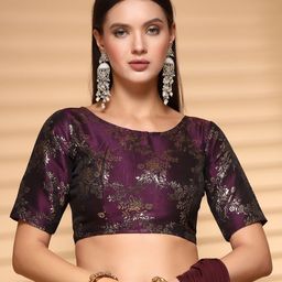 Oomph! Woven Design Round Neck Saree Blouse-image-100