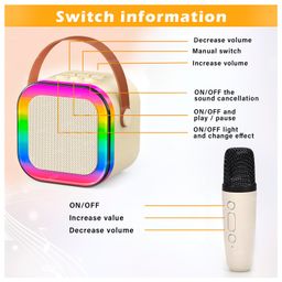 Fiddlerz Bluetooth Karaoke Speaker for Kids with Handheld 1 Mic, Learning Toy with Voice Recording, Bluetooth and USB(cream) image 4