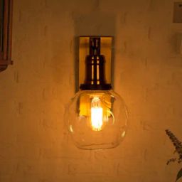 Fos Lighting Antique Brass Modern Industrial Chic Glass Globe Wall Sconce (Bulb not included)-image-32