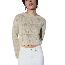 Only Beige Self Design Pullover-4