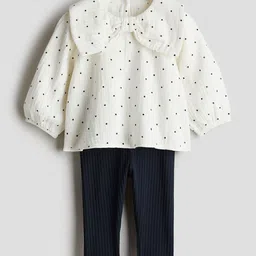 H&M Printed Pure Cotton Top With Leggings Clothing Set-image-18