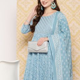 KALINI Women Ethnic Motifs Printed Regular Pure Cotton Kurta with Trousers & Dupatta-4