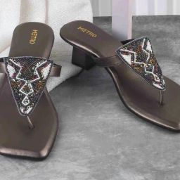 Metro Women's Gun Metal T-Strap Sandals-image-76