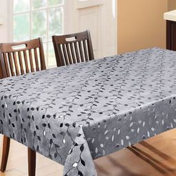 LooMantha Grey Floral Waterproof Plastic 6-Seater Table Cover-21