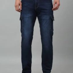 Cantabil Dark Blue Regular Fit Cargo Jeans-picture-49