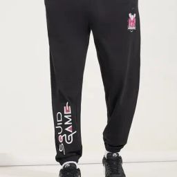 Styli Black Relaxed Fit Printed Joggers-image-93